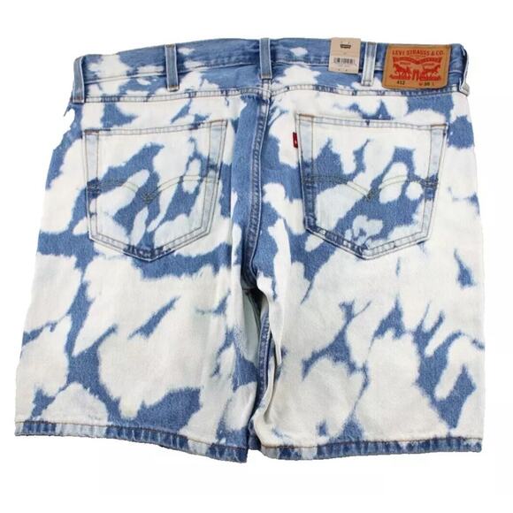 LEVI'S 412 Size 38 Bleach Blue Slim Fit 9" Inseam Hemmed Jean Shorts NWT - Picture 6 of 6